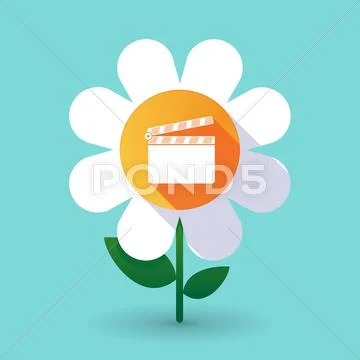 Long shadow daisy flower with a clapperboard Stock Illustration