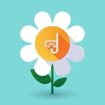 Long shadow daisy flower with a diving goggles Stock Illustration