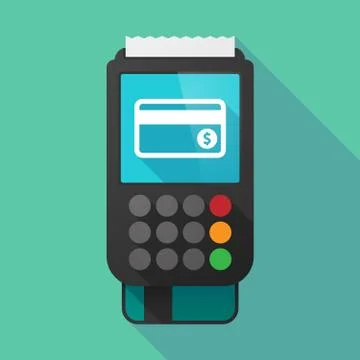 Long shadow dataphone with  a credit card Stock Illustration