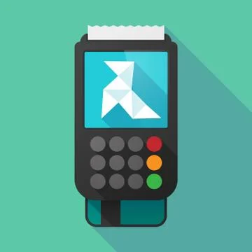 Long shadow dataphone with  a paper bird Stock Illustration