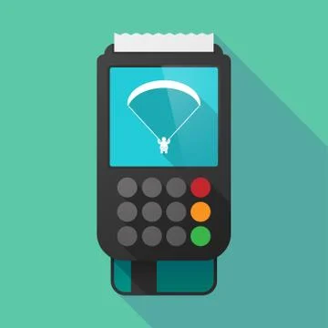 Long shadow dataphone with a paraglider Stock Illustration