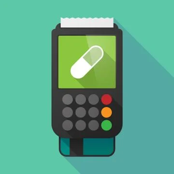 Long shadow dataphone with a pill Stock Illustration