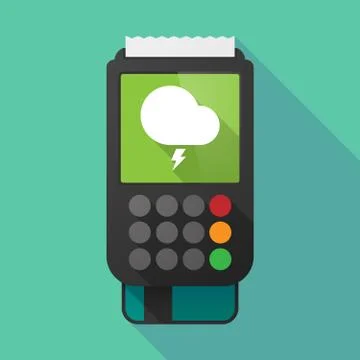 Long shadow dataphone with a stormy cloud Stock Illustration