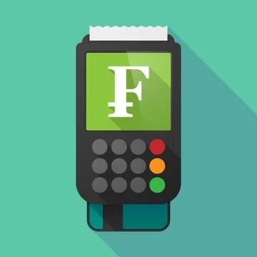 Long shadow dataphone with a swiss franc sign Stock Illustration