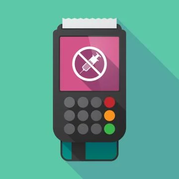 Long shadow dataphone with  a syringe  in a not allowed signal Stock Illustration