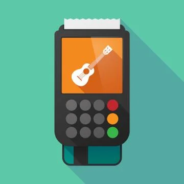 Long shadow dataphone with  an ukulele Stock Illustration