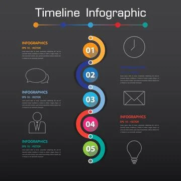 Long Shadow Design clean number timeline template/graphic or website.vector e Illustrazione stock