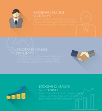 Long Shadow Design clean number banners template/graphic or website Stock Illustration