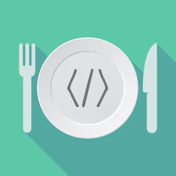 Long shadow dishware with a code sign Stock-Illustration