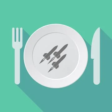 Long shadow dishware with missiles Stock Illustration