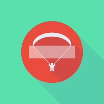 Long shadow do not enter icon with a paraglider Stock Illustration