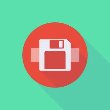 Long shadow do not enter icon with a floppy disk Stock Illustration