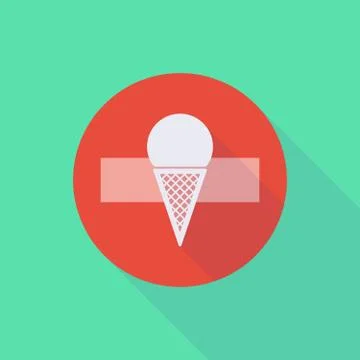 Long shadow do not enter icon with a cone ice cream Stock Illustration