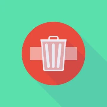 Long shadow do not enter icon with a trash can Ilustración de archivo