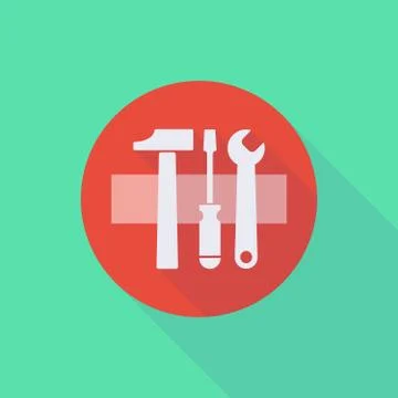 Long shadow do not enter icon with a tool set Stock Illustration