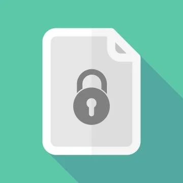 Long shadow document with  a closed lock pad Illustrazione stock