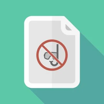 Long shadow document with  a diving glasses and a snorkel  in a not allowed.. Stock Illustration