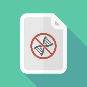 Long shadow document with  a DNA sign in a not allowed signal Stock Illustration