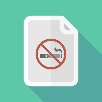 Long shadow document with  an e-cigarette  in a not allowed signal Stock Illustration