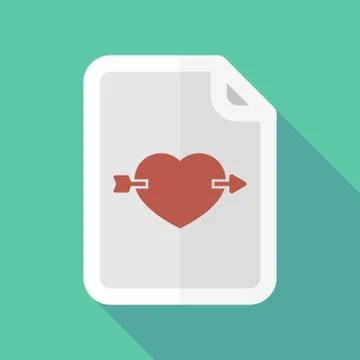 Long shadow document with  a heart pierced by an arrow Illustrazione stock