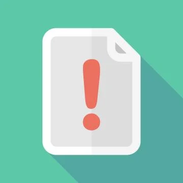 Long shadow document icon with an admiration sign Stock Illustration