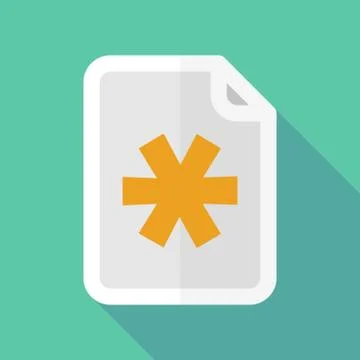 Long shadow document icon with an asterisk Stock Illustration