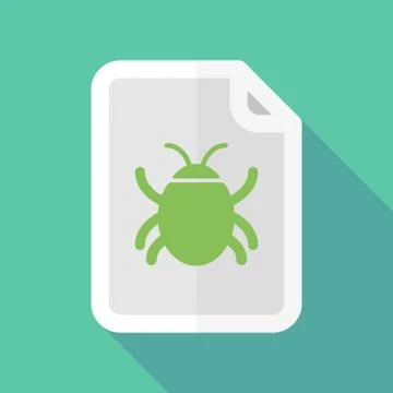 Long shadow document icon with a bug Stock Illustration