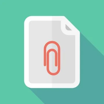 Long shadow document icon with a clip Stock Illustration