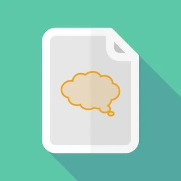 Long shadow document icon with a comic cloud balloon Stock Illustration