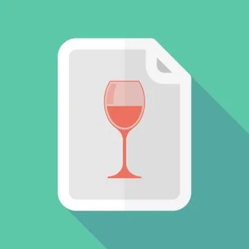 Long shadow document icon with a cup of wine Stock Illustration