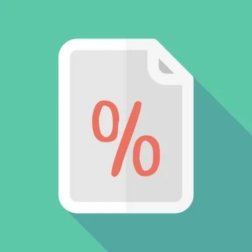 Long shadow document icon with a discount sign Stock Illustration