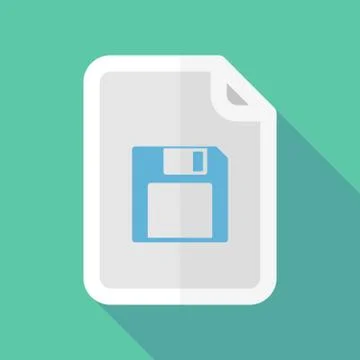 Long shadow document icon with a floppy disk 스톡 일러스트