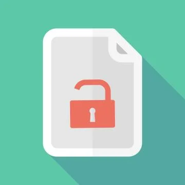 Long shadow document icon with a lock pad Illustrazione stock