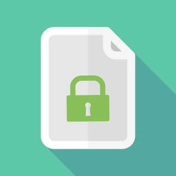 Long shadow document icon with a lock pad Stock Illustration