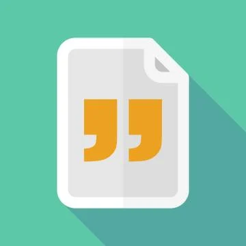 Long shadow document icon with a quotes Stock Illustration