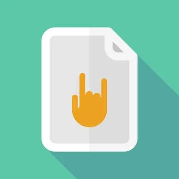 Long shadow document icon with a rocking hand 스톡 일러스트