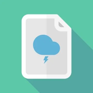 Long shadow document icon with a stormy cloud 스톡 일러스트