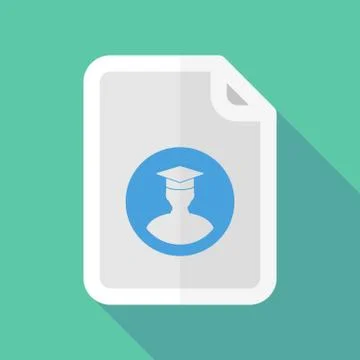 Long shadow document icon with a student Illustrazione stock