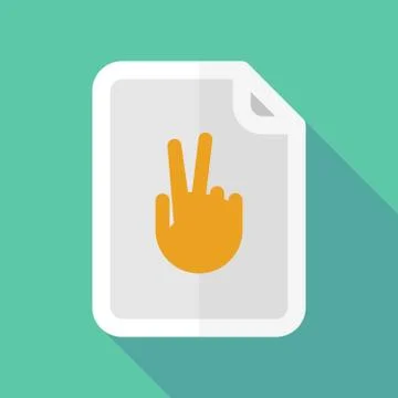 Long shadow document icon with a victory hand Stock Illustration