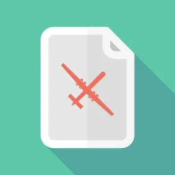 Long shadow document icon with a war drone Stock Illustration