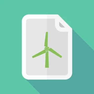 Long shadow document icon with a wind generator Stock Illustration