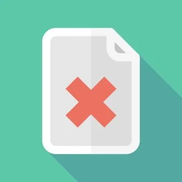 Long shadow document icon with an x sign Illustrazione stock