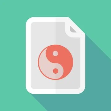 Long shadow document icon with a ying yang Stock Illustration