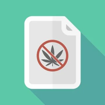 Long shadow document with  a marijuana leaf  in a not allowed signal Stock Illustration