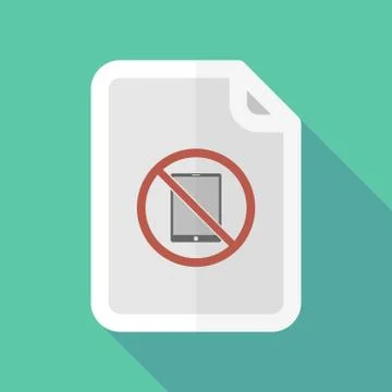 Long shadow document with  a tablet pc  in a not allowed signal Stock Illustration