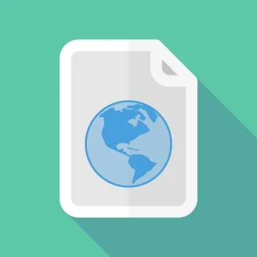 Long shadow document vector icon with an America region world globe 스톡 일러스트
