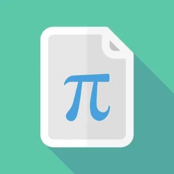 Long shadow document vector icon with the number pi symbol Illustrazione stock