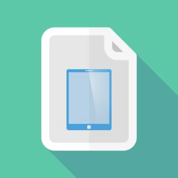 Long shadow document vector icon with a tablet computer Ilustración de archivo