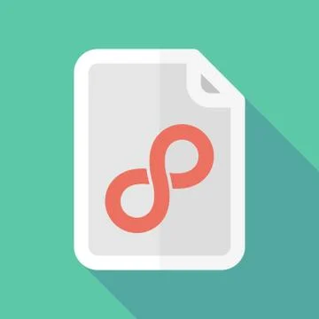 Long shadow document vector icon with an infinite sign Stock Illustration