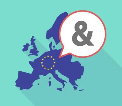 Long shadow EU map with an ampersand Stock Illustration